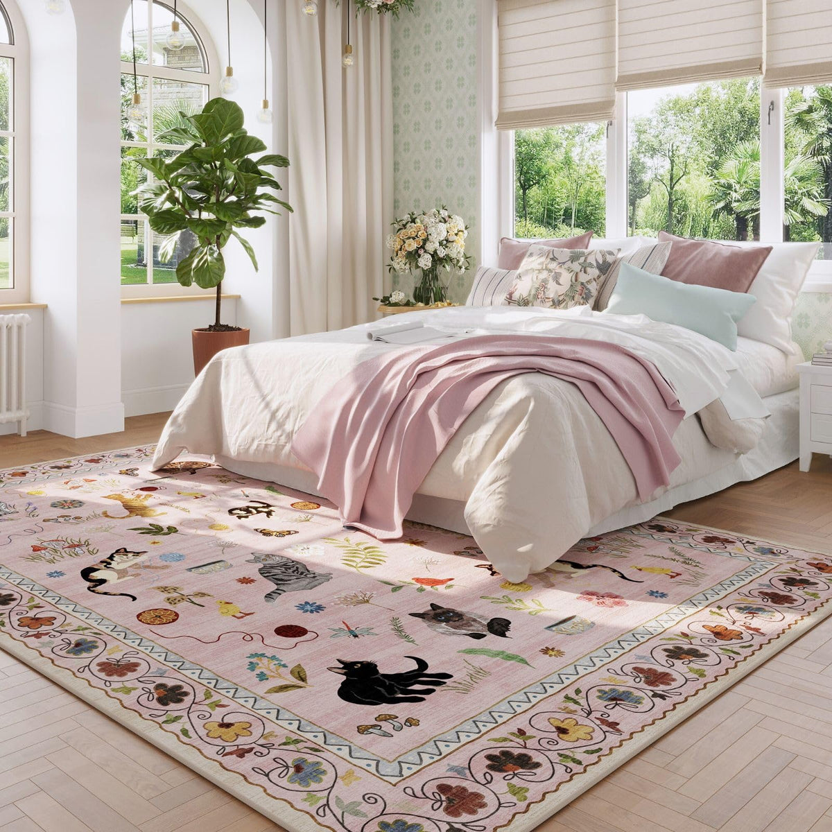 Rugcomf non-slip backing keeps the rug securely in place on various floor surfaces.