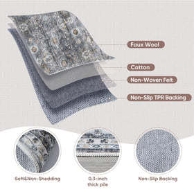 Rugcomf non-slip backing demonstrates safer placement for kids and pets.