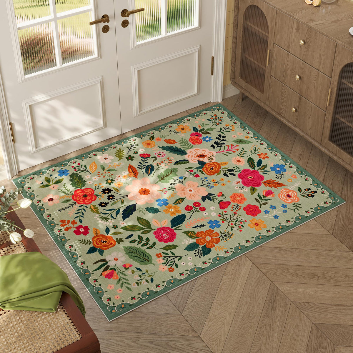 Rugcomf round rug 4ft washable, soft circle floor covering for bedrooms
