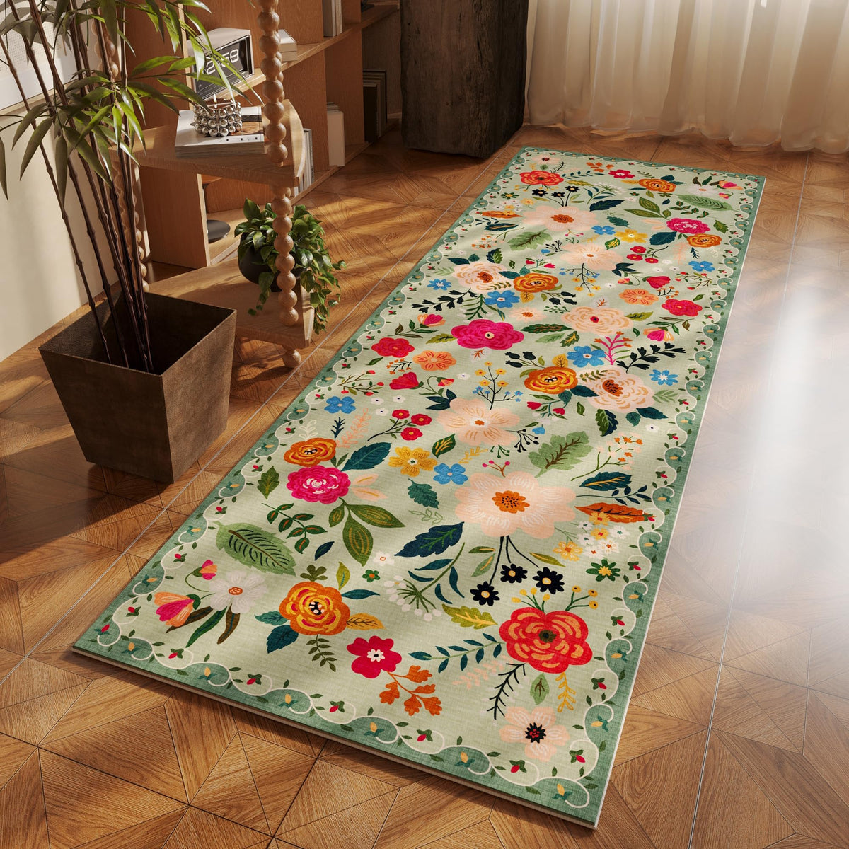 Rugcomf Runner boho design brightens entryways with durable construction.