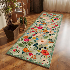 Rugcomf Runner boho design brightens entryways with durable construction.