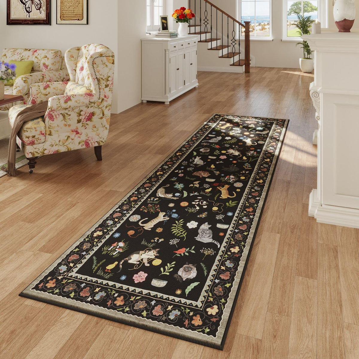 Rugcomf Runner floral animal design adds vibrant style to any room.