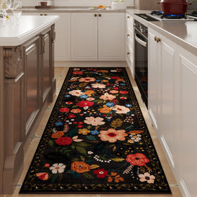 Rugcomf runner hallway black with non-slip backing improves safety in busy entryways.