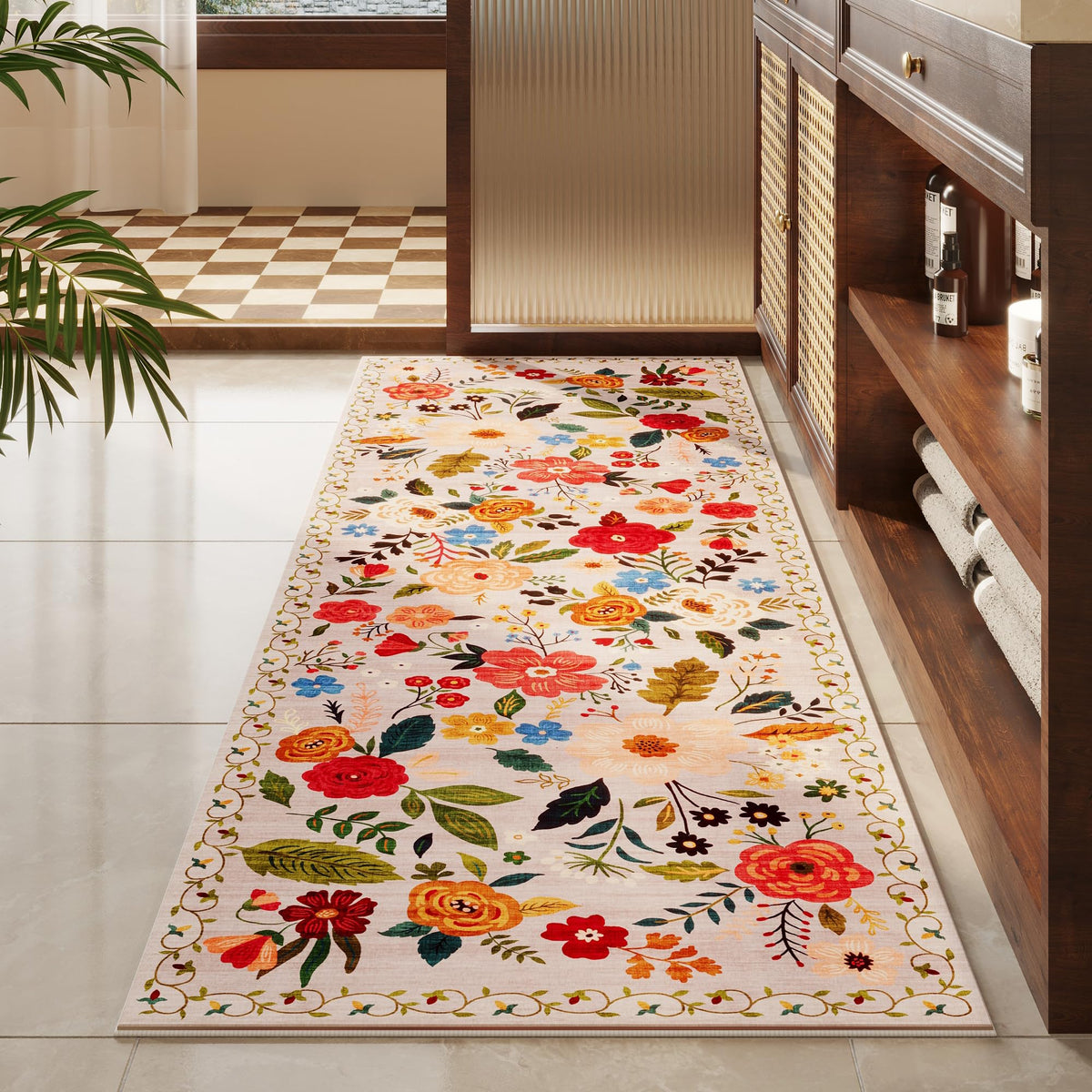 Rugcomf Runner Rug durable faux wool fibers suited for daily use in busy spaces.
