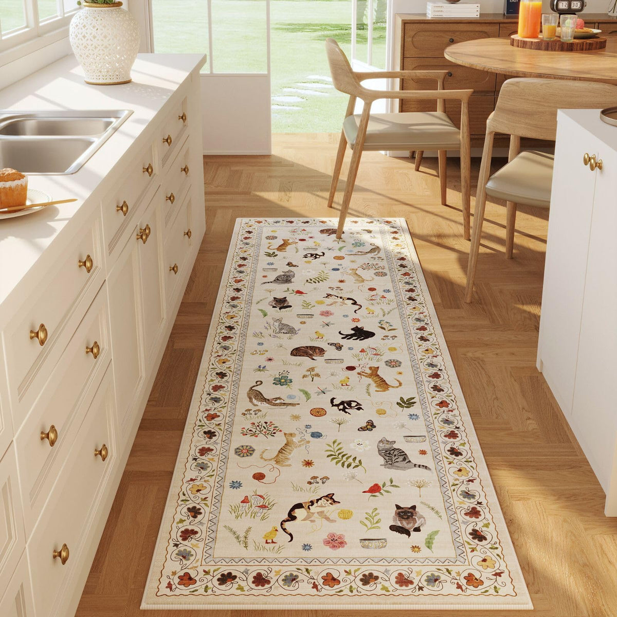 Rugcomf runner rug kitchen non-slip backing secures footing.