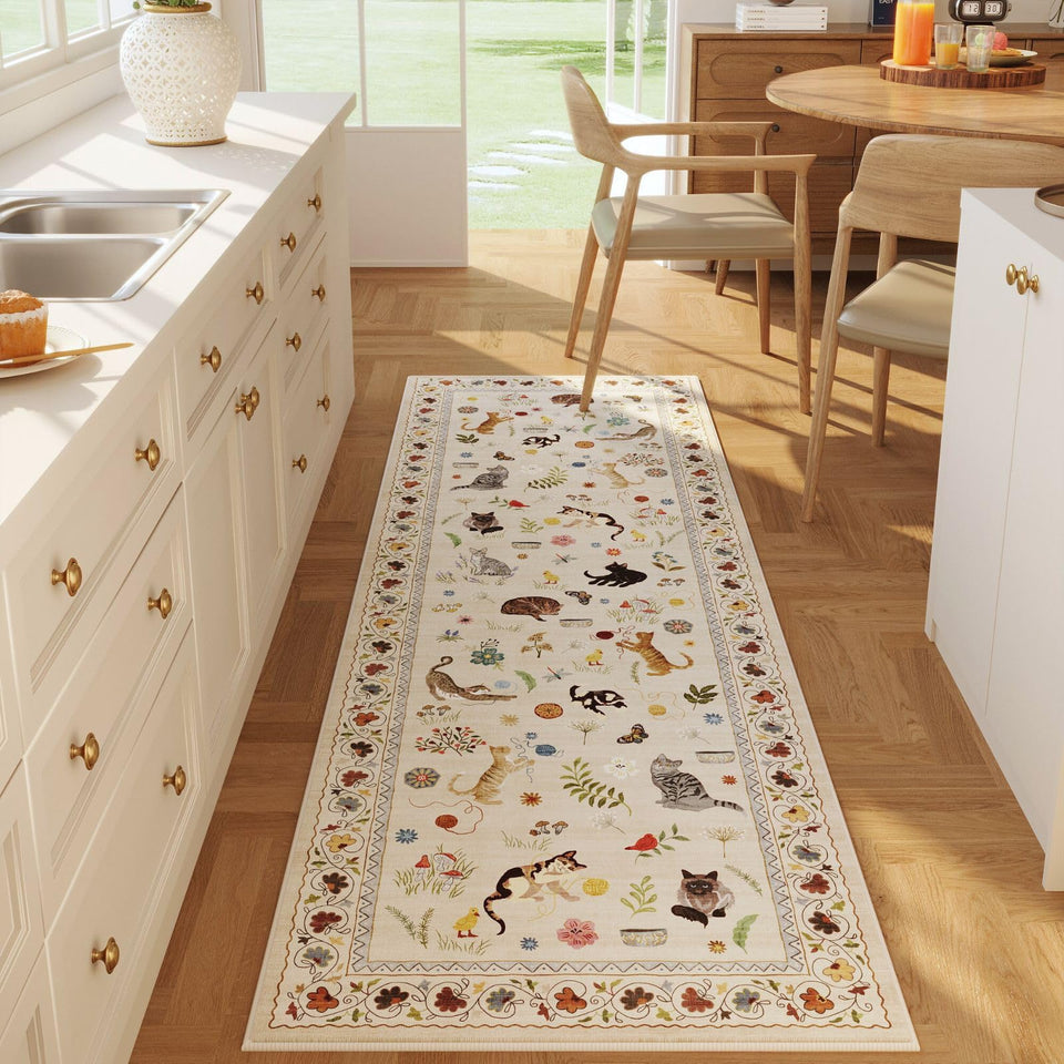 Rugcomf runner rug kitchen non-slip backing secures footing.