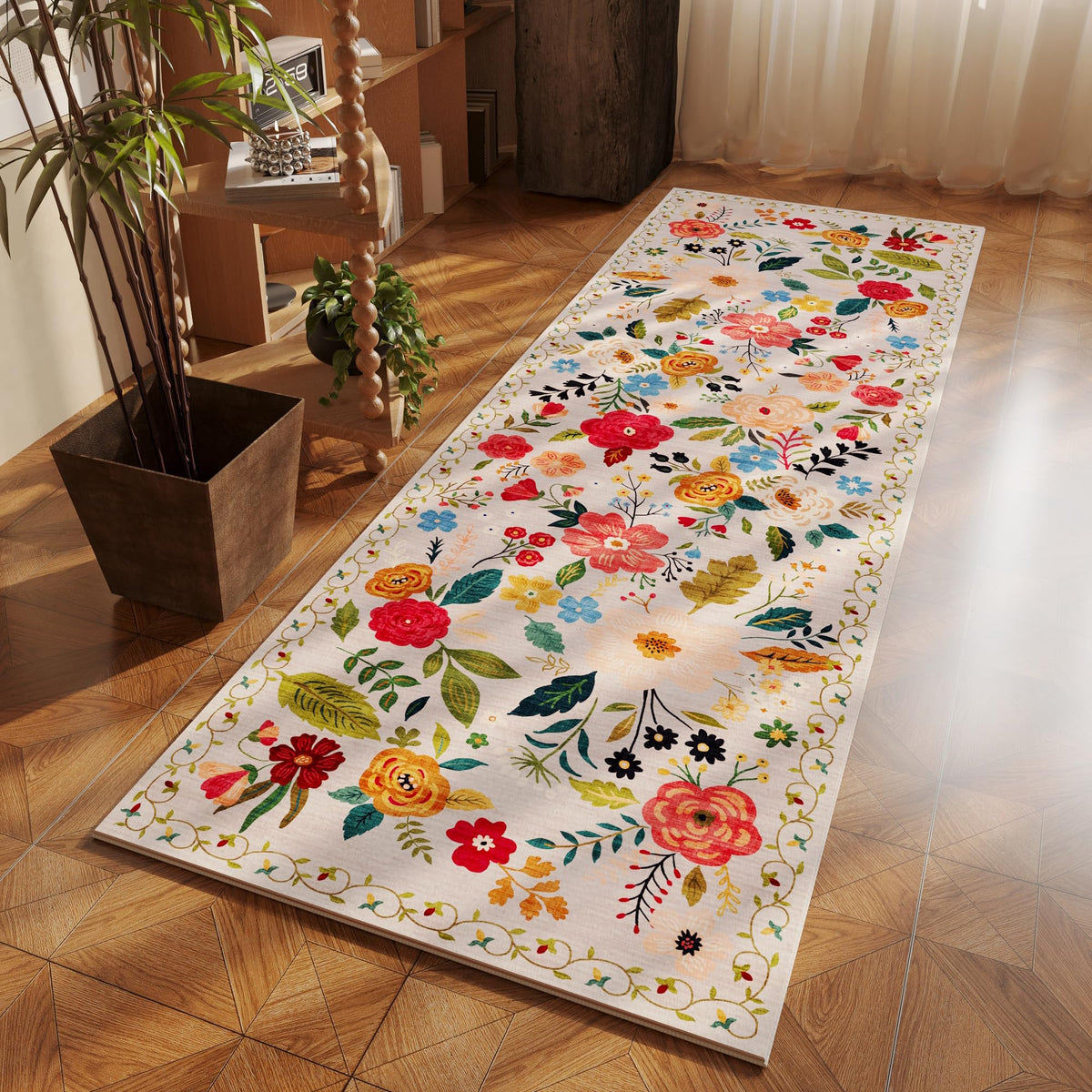 Rugcomf Runner Rug washable care demonstrating cold wash and air-dry convenience.