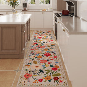 Rugcomf kitchen runner floral beige adds soft texture to busy spaces