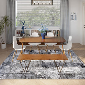 Rugcomf non-slip backing visible on the rug to prevent slipping during family activities.