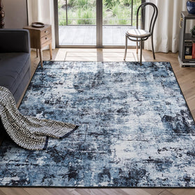 Rugflix 5x7 rug with abstract design in nebula tones, adds depth to living spaces.