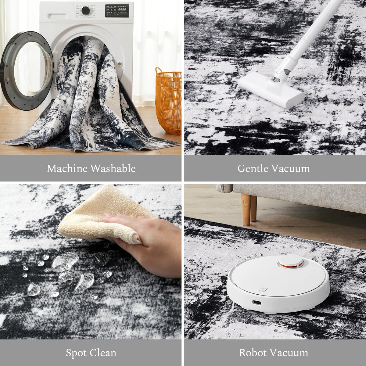 Rugflix 8x10 plush low-pile surface provides soft underfoot comfort