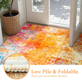 Rugflix kids-friendly scene highlights safe family lounging on color-rich surface.