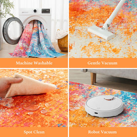 Rugflix non-slip backing image demonstrates secure grip on various floor types.