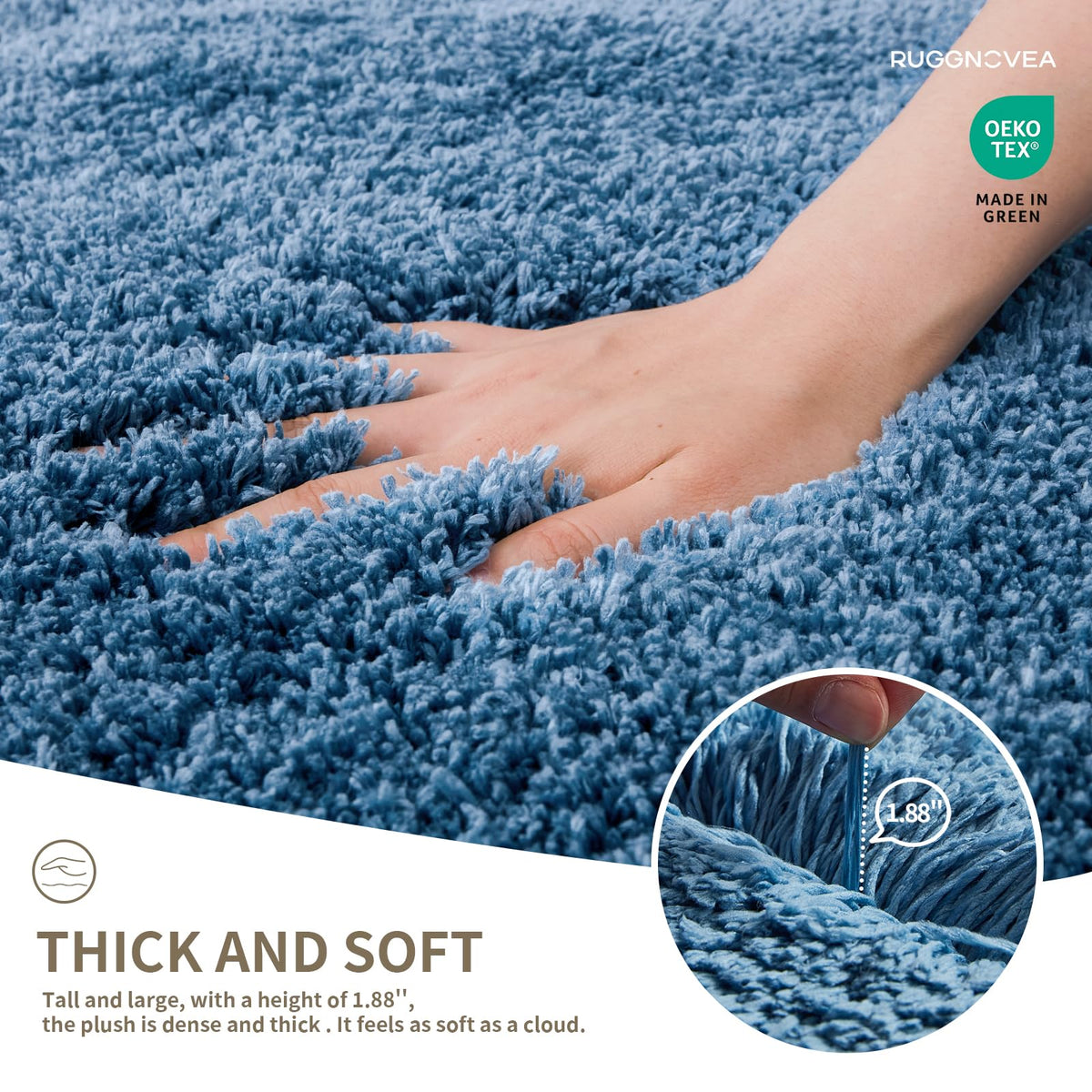 Ruggnovea absorbent bath rug keeps floors dry and inviting.