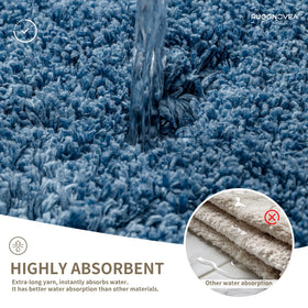 Ruggnovea machine-washable blue mat maintains color and plush feel
