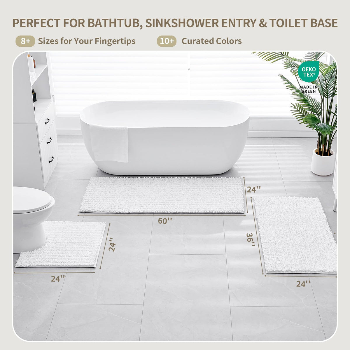 Ruggnovea machine washable bath mat for easy cleaning.