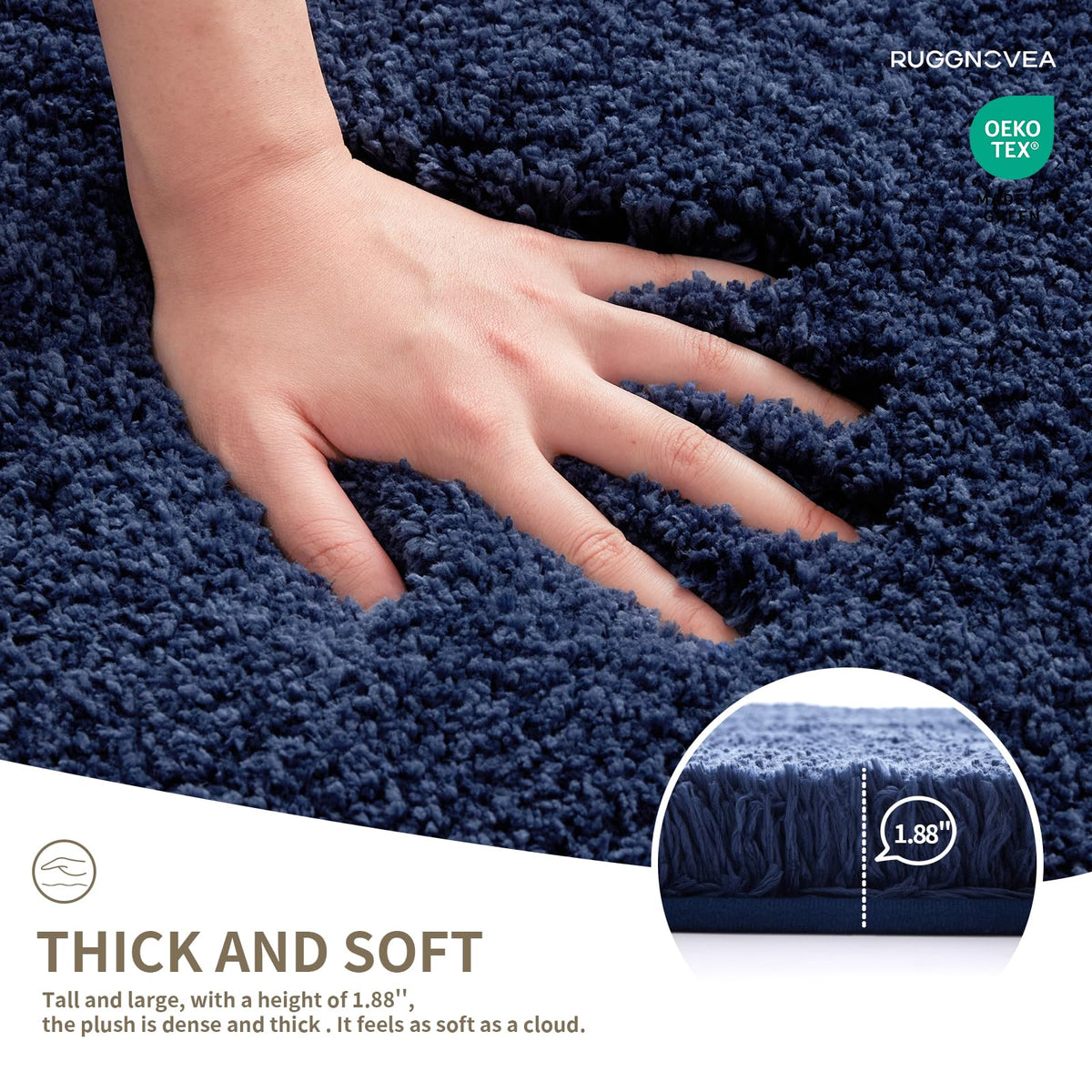 Ruggnovea non-slip backing keeps rug in place on tile, wood, or laminate.