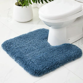 Ruggnovea U-Shaped Toilet Rug 24x22 in blue for plush underfoot comfort after showers