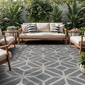 Rugshop blue contemporary geometric rug color detail shows chevron stripe