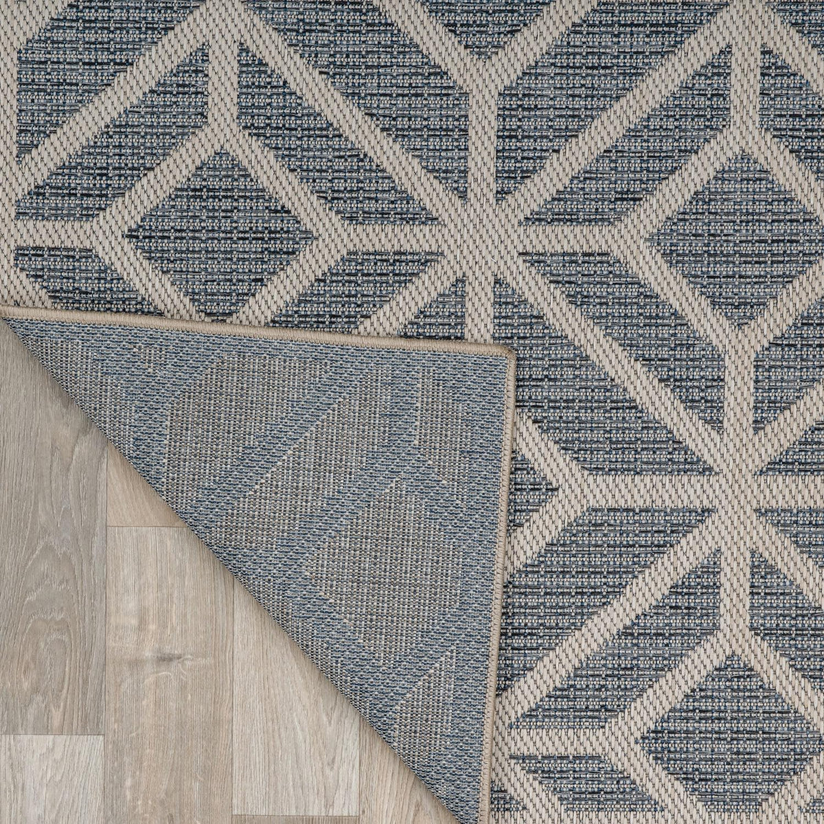 Rugshop blue contemporary geometric rug patio use with outdoor chairs