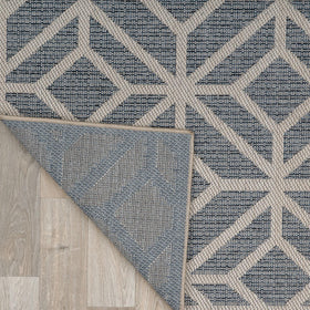 Rugshop blue contemporary geometric rug patio use with outdoor chairs