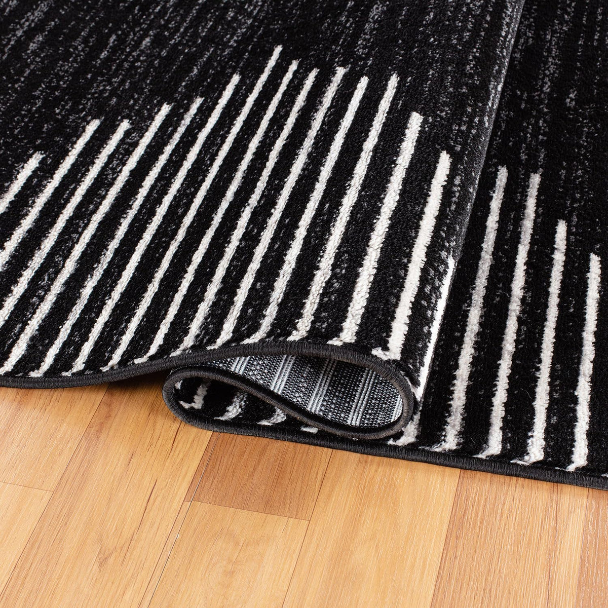 Jute backing on Rugshop Bohemian Stripe runner adds stability