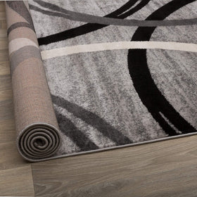 Rugshop wavy circles design area rug gray highlights bold pattern for dining and lounge.