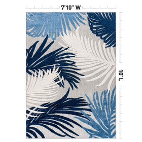 Rugshop Lucca navy-gray floral pattern suits patios and living rooms.