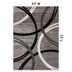Rugshop wavy circles area rug gray provides plush underfoot comfort for busy spaces.