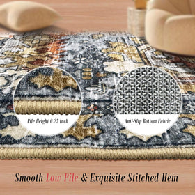 RUGSURE machine-washable rug with a soft velvety touch for easy cleaning.