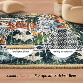 RUGSURE green washable area rug close-up of soft plush texture for cozy feet.