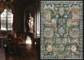 RUGSURE green tribal area rug, machine washable for quick family-friendly cleaning