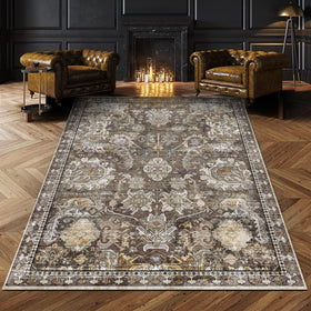 RUGSURE washable area rug for living rooms with non-slip backing and machine-washable care.