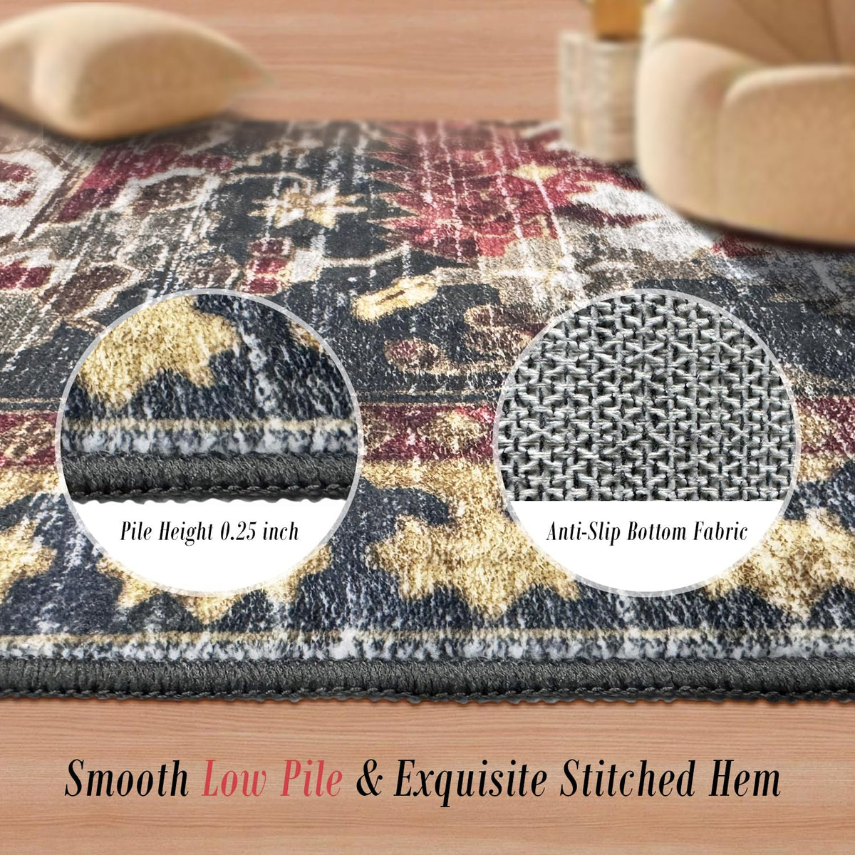 RUGSURE machine-washable rug ready for simple home cleaning after everyday use.
