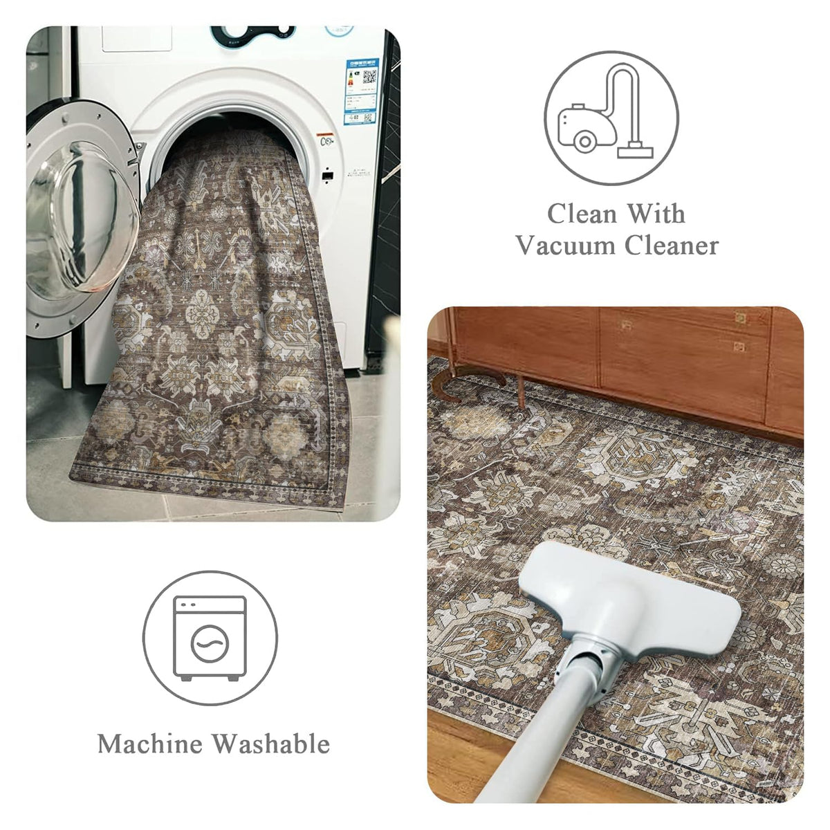 RUGSURE nursery rug combines gentle textures with machine washing for busy households.