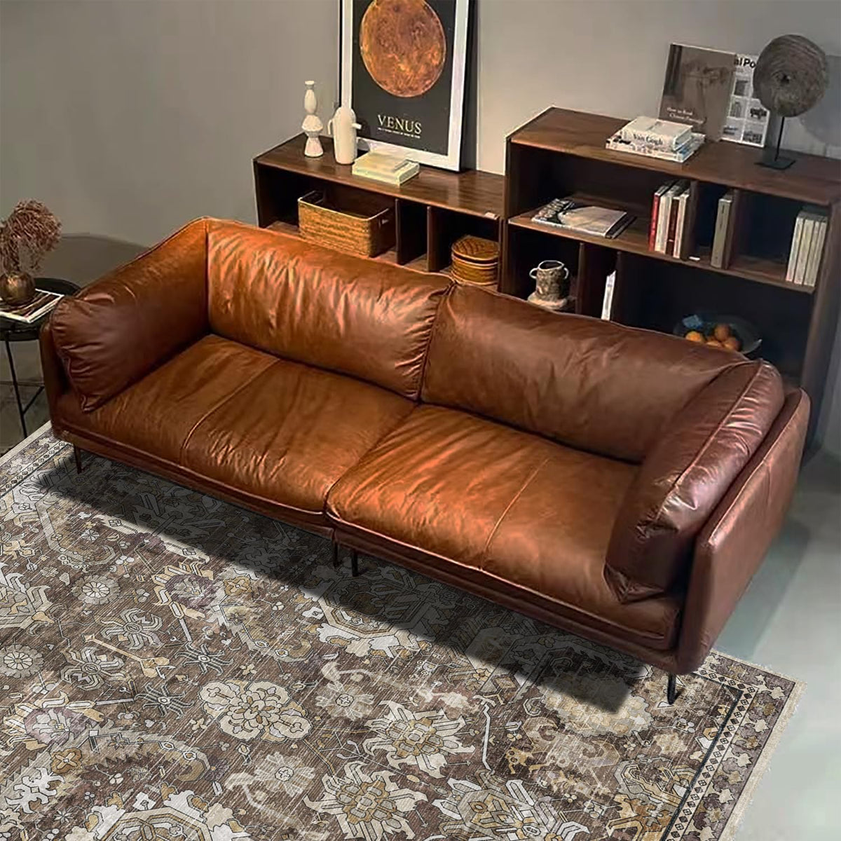 RUGSURE vintage tribal rug features ornate border and timeless charm for any room.