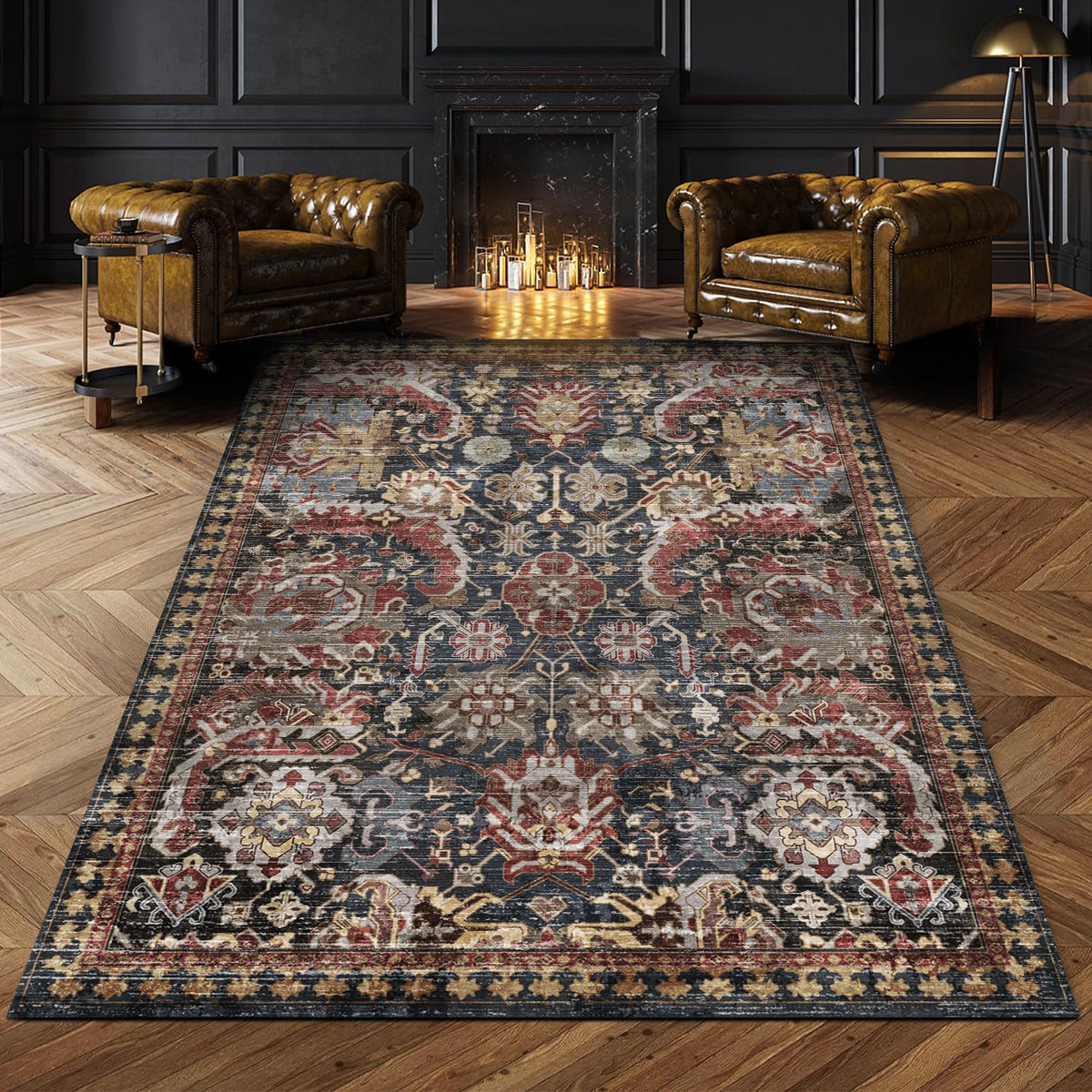 RUGSURE washable area rug rust 4x6 with non-slip backing for busy living rooms.