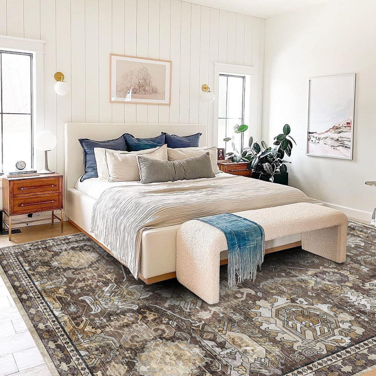 RUGSURE washable rug with warm tones enhances cozy spaces while staying easy to clean.
