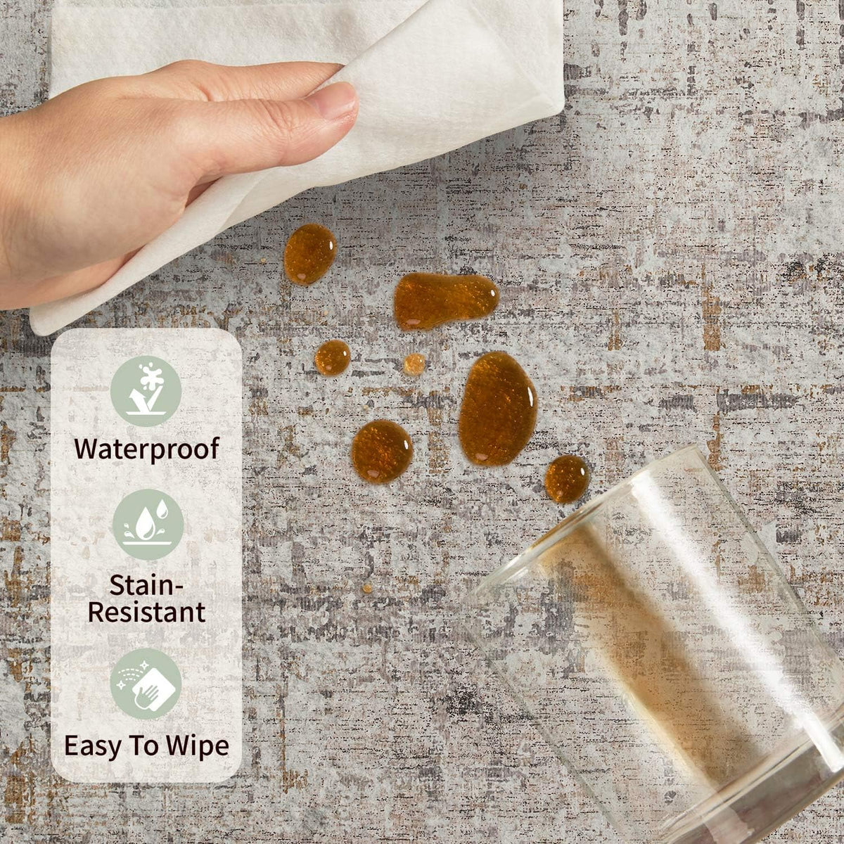 Rugxara machine-washable rug easily refreshes between uses.