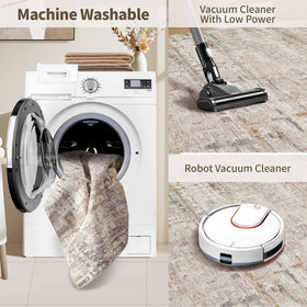 Rugxara beige and grey tones complement modern and vintage styles.