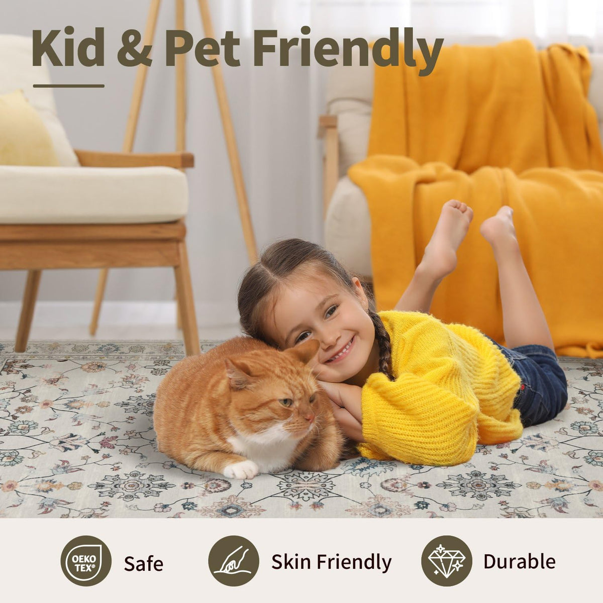 Rugxara kids-room rug grey supports safe, active play on a cushioned surface.