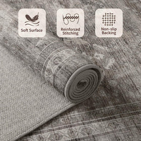 Rugxara low-pile faux wool rug fits under furniture.