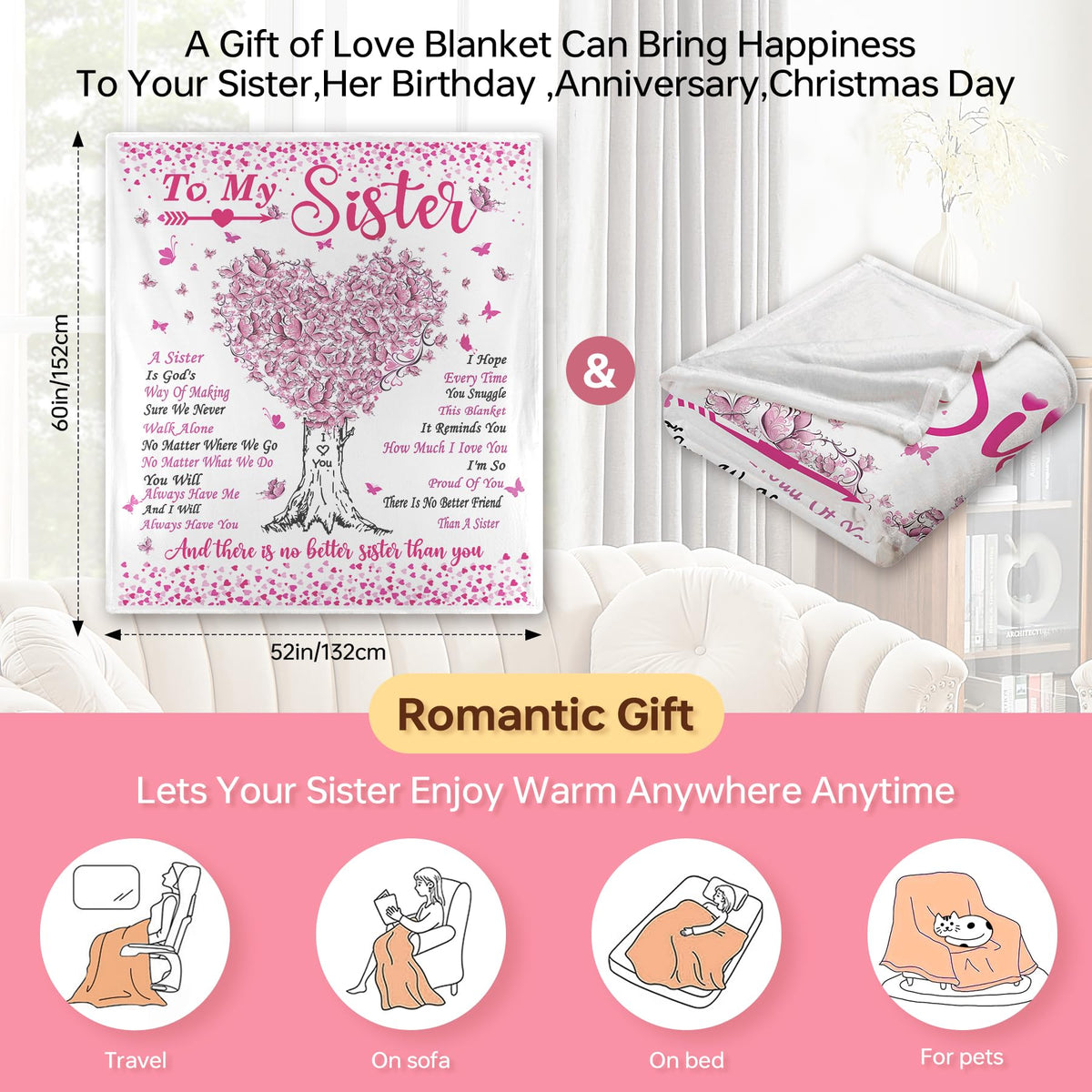Ruicnte blanket as bed or lap warmer for relaxing evenings.