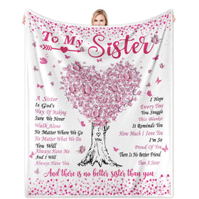 Ruicnte Sister Throw with butterfly love tree design, adds cozy warmth to any living space.