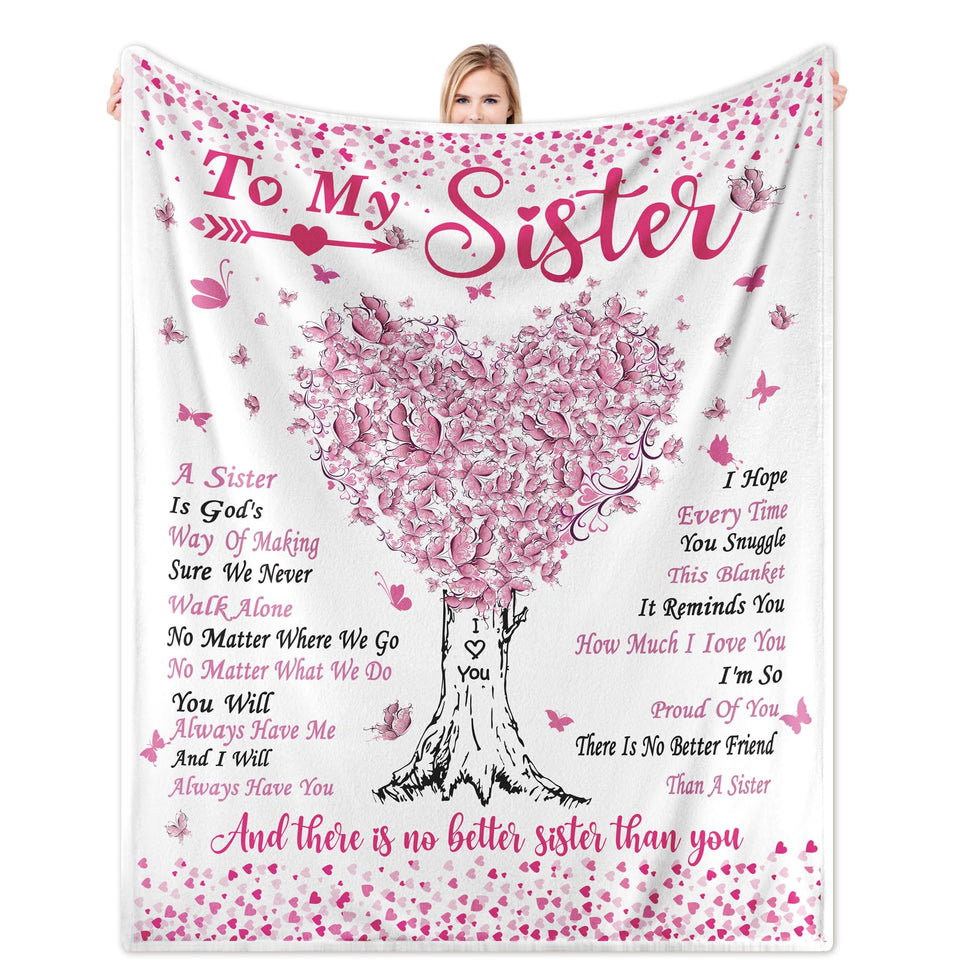 Ruicnte Sister Throw with butterfly love tree design, adds cozy warmth to any living space.