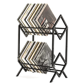 RUILALIFE 2-Tier vinyl record storage holder, full view for organized display.