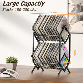 RUILALIFE large-capacity rack holds 180–200 LPs for easy access.