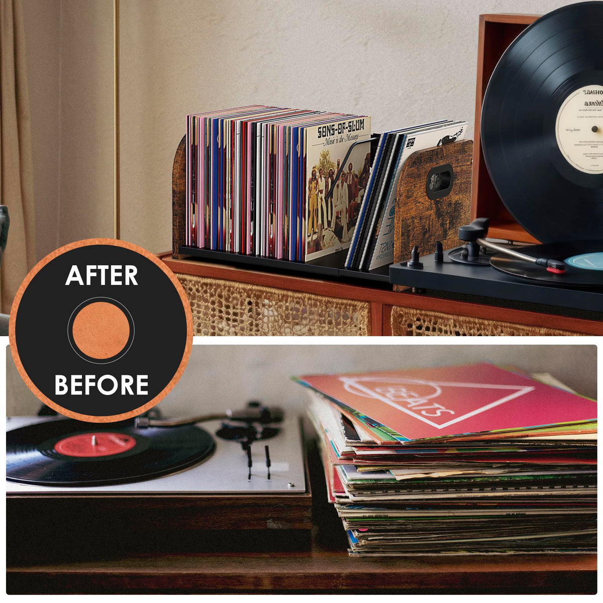 RUILALIFE vinyl record storage gift idea for vinyl lovers.