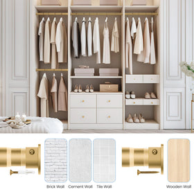 Ruiony heavy-duty closet rod rated for up to 66 lbs of clothing.