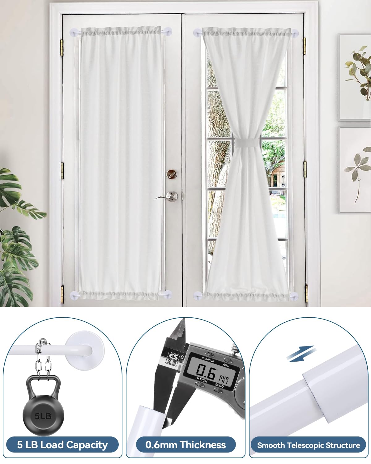 Ruiony magnetic curtain rod installed between metal surfaces stays stable.